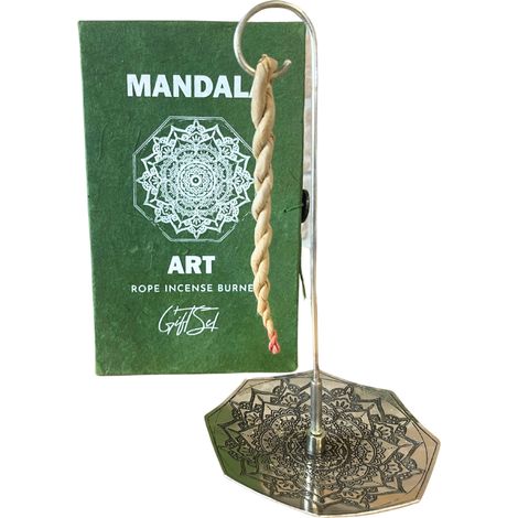 Ensemble d'encens en corde et porte-encens plaqué argent - Fleur de Mandala- Vendu par 1 (1/4)