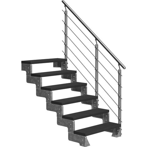 Dolle Außentreppe Gardentop 108-132cm Geschosshöhe mit Trimax anthrazit 80cm breit mit Prova-Geländer