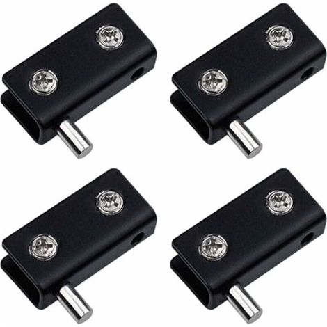 Ecleanfy - Lot de 4 charnières pivotantes, sans cadre pour porte en verre - Noir - Clips de porte en verre en acier inoxydable avec broche réglable - Kit de remplacement pour porte en verre de 5 à 6 m (1/4)
