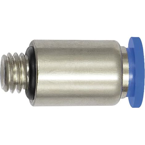 Raccordo dritto a vite » serie blu « mini, rotondo, M3, per tubo esterno Ø 3 mm, pressione di lavoro max. 10 bar, plastica/MS vern.