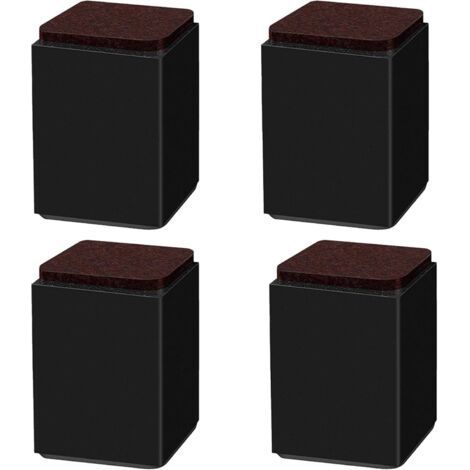 (Black 10cm) 4PCS Furniture Support Feet, Self-Adhesive Carbon Steel Booster, Square 6x6cm, for Sofa, Bed, TV Cabinet, Furniture Booster, Height 5cm/10cm, Black/White/Brown (1/3)