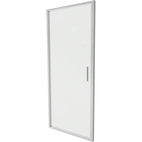 Porte de douche pour niche 100cm ouverture battante Profils aluminium chromé ultraslim Verre transparent 6mm h190 Réglable 97-101cm - Réversible Mod. Portofino