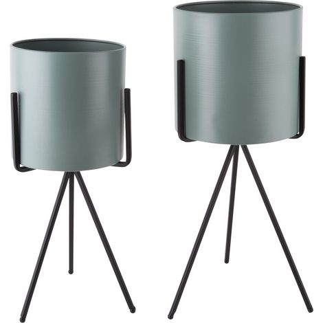 Ensemble de 2 cache-pots sur pied en métal PEDESTRAL (1/3)