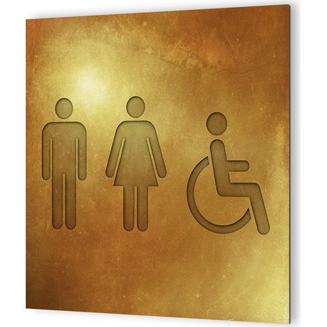 Panneau pictogramme de signalisation · Toilettes Trio H/F PMR Texture Gold (1/5)
