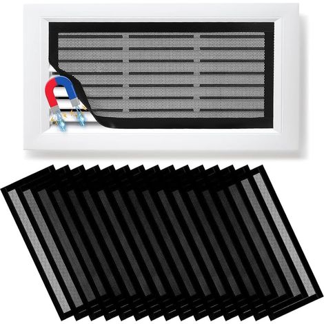 15Pcs Couvre-Prises Magnétiques pour Grille de Plancher 4x10'' en PVC Écran Magnétique pour Filtre à Poussière D'Aération de Plafond