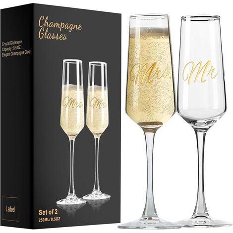 Champagne Flutes Wedding Glasses Bride Groom Gifts Engagement Gift (1/5)
