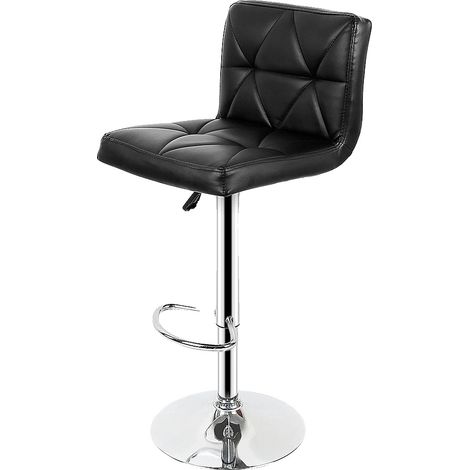 Tabouret de bar, hauteur réglable, coussin en cuir PU, noir (1/2)