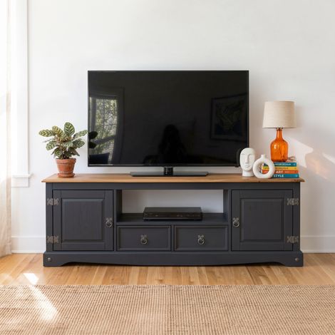 Mercers Furniture Corona Charcoal Large Widescreen TV Unit (1/5)