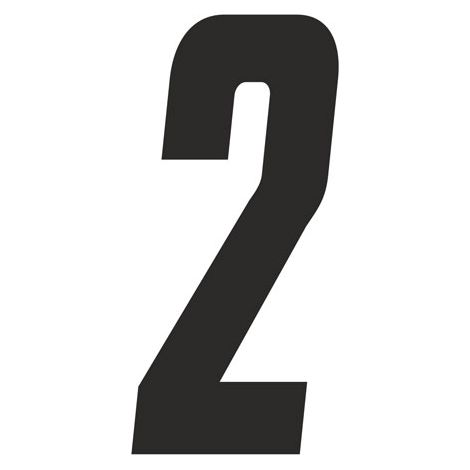 Numeri Adesivi Moto Cross, Set da 3 pezzi, 10 cm - Colore: NERO - Numeri: 2