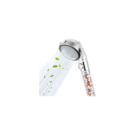 Pommeau de douche à main filtré avec interrupteur marche/arrêt, pommeau de douche haute pression avec 3 réglages de jet, adapté à l'eau dure/peau et cheveux secs, avec coton filtrant (1/4)
