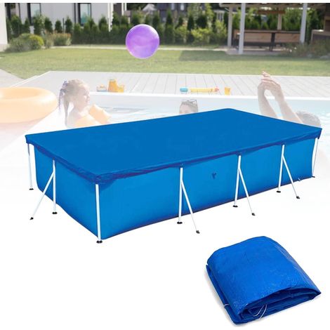 Rectangular Swimming Pool Cover 221 x 150 cm, Waterproof and Dustproof, Polyethylene, Suitable for 221 x 150 cm, Steel Frame, 224 x 154 cm (1/5)