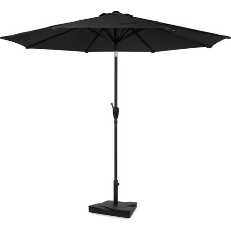 VONROC Parasol rond 300 cm inclinable avec pied 20 kg et housse Recanati Anthracite Noir GP503XXC2