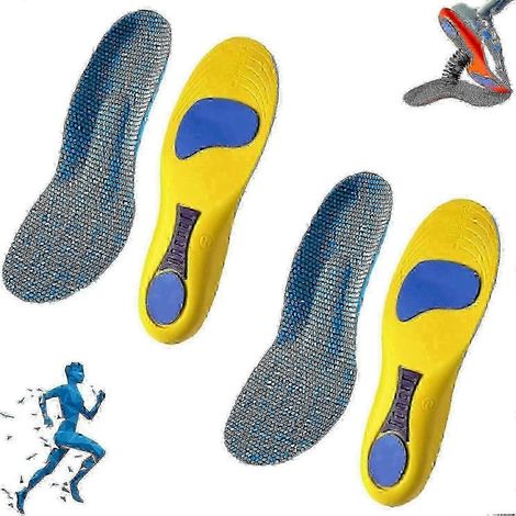 Norelie orthopädische Einlegesohlen für Fußgewölbeunterstützung, Linderung von Plantarfasziitis, Komfort für Arbeits- und Sportschuhe (2 Paar gelb, Größe 37-38) (1/5)
