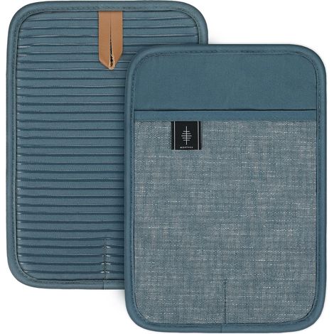 Lot de 2 maniques en Coton antidérapant pour la Cuisine (Bleu) (1/5)