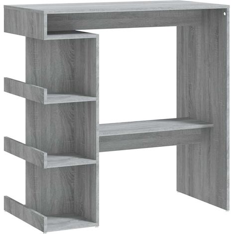 Table d’appoint multifonction table de bar avec étagère de rangement 100 x 50 x 101,5 cm bois d'ingénierie gris DEC036453