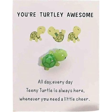 Soutien émotionnel fait main, Tu es vraiment génial(e) Cadeau de motivation tortue, adorable mini tortue verte décorative (1/5)
