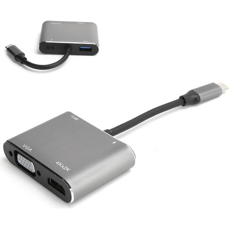 Station d'extension USB-C 4K avec ports HDMI, VGA, USB 3.0 et charge - Adaptateur universel pour PC portable (1/5)
