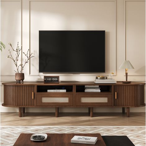 meuble tv rangement salon ovale 170 cm bois fonce OKMYHOME (1/5)