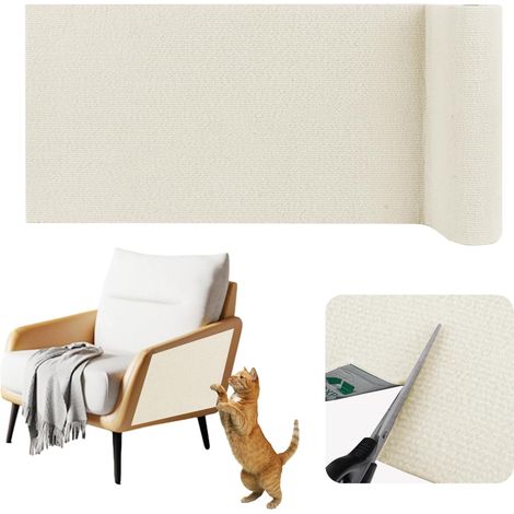 1 Tapis Griffoir Chat Adhésif Feutre Beige 40cm x 2m Protection Canapé Mur (1/5)