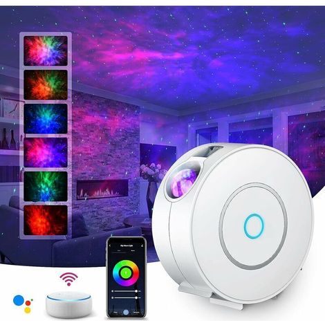 LED Alexa Projecteur Ciel Étoilé.Intelligent Projecteur Étoilé Veilleuse Galaxie.Gradation/Contrôle vocal/Connexion WiFi/Minuterie.Chambre Décorer.Cadeau.Noël. Pour Alexa. Google Assistant (Blanc) (1/5)