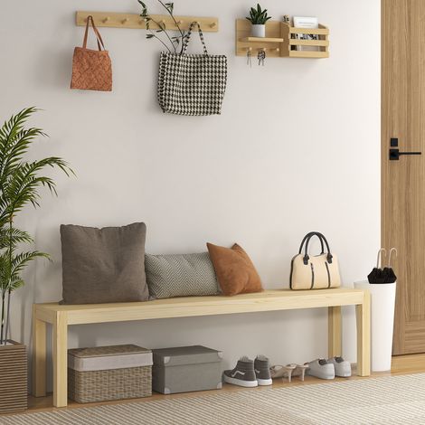 Banc 3 places en bois de pin naturel, style campagne, 175 x 33 x 45 cm, OKWISH (1/5)
