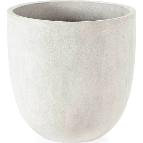 Cache pot rond en fibres ciment blanc - blanc effet ciment (1/3)