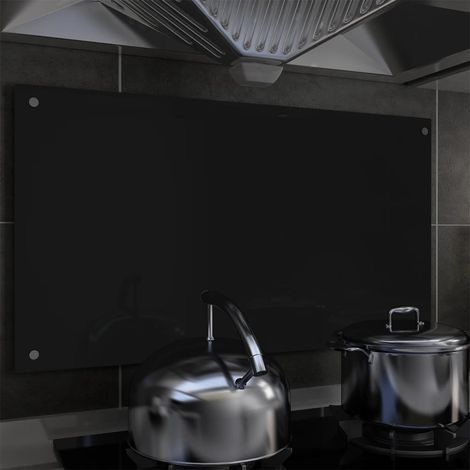 vidaXL Paraschizzi per Cucina Nero 90x50 cm in Vetro Temperato
