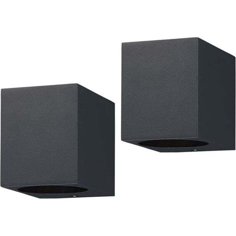 Set of 2 Outdoor Wall Lights GU10 Aluminum Anthracite Gray IP44 Waterproof for Garden Terrace Balcony (1/4)