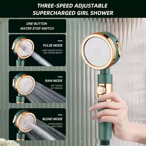 Cabezal de ducha premium - 3 velocidades ajustables - Alta presión - Filtro de ducha (1/3)