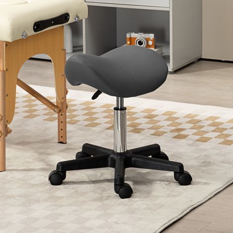 Sgabello girevole regolabile in altezza in similpelle grigia, 48 x 47 x 45-59 cm (1/5)