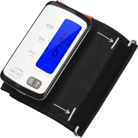 Tensiomètre électronique automatique au bras, écran LCD 3,2 pouces, brassard monobloc pour usage domestique, compatible avec les tailles de brassard 6,7 à 16,5 pouces.