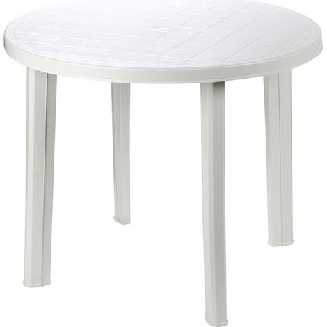 Ipae Progarden – Table ronde extérieure blanche Ø90cm – Résistante aux UV et intempéries – Entretien facile – Accueille 2 à 4 convives