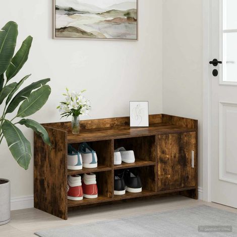 vidaXL Armario Zapatero con puerta Roble Ahumado 100 x 39,5 x 51 cm (1/5)