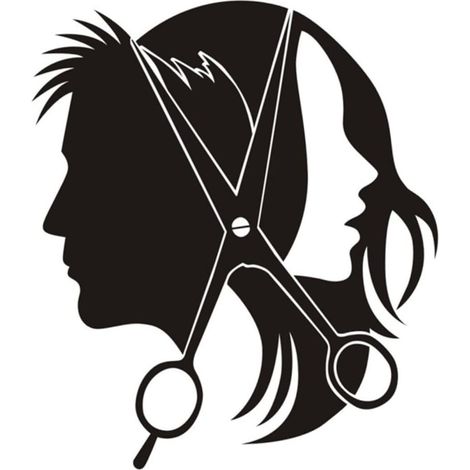 Sticker Mural Pour Salon De Coiffure Homme Femme Noir Autocollant Pour Coupe De Cheveux Stickers Muraux Pour Salon De Coiffure (1/5)