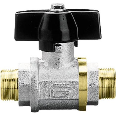 Robinet à bille en laiton filetage male/male 3/8" avec poignée papillon aluminium (1/2)