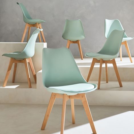 Set 6 sedie scandinave imbottite con gambe in legno (1/5)