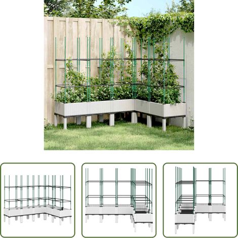 vidaXL Kletterpflanzen -  Pflanzkübel mit Rankgitter Weiß 160x120x142,5 cm PP