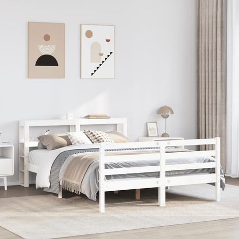 Massivholzbett ohne Matratze Weiß 135x190 cm Kiefernholz vidaXL (1/5)