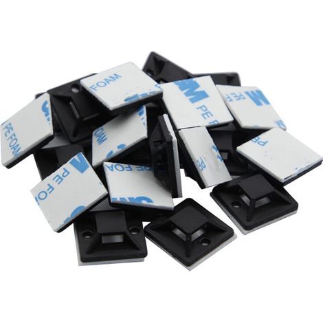 Packung mit 300 selbstklebenden Kabelbinderclips – 20 x 20 mm – Kabelbefestigung – Schwarz (1/5)