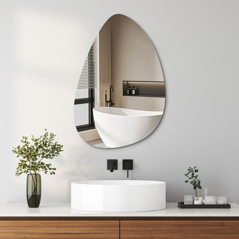 Asymmetrischer Spiegel 45 x 70 cm Badspiegel Organischer Wandspiegel Dekorative Spiegel für Badezimmer Wohnzimmer Schlafzimmer Gäste WC