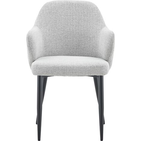 Set di 2 sedie da pranzo in tessuto grigio chiaro, H 83 cm, gambe in metallo nere (1/5)