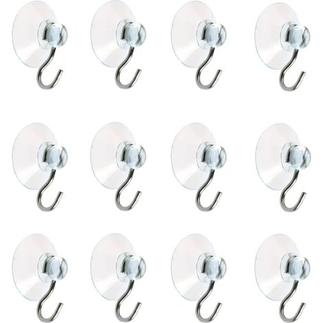 QAZQA Lot de 12 Crochet Muraux avec Ventouse d'Aspiration,Petites Ventouses Plastiques avec Crochet Ronde pour Salle de Bains et Cuisine (lot de 12 ventouse) (1/3)