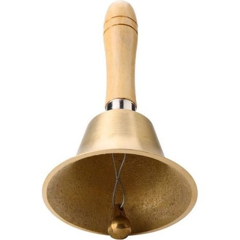 Cloche de table, 8cm clochette à main multifonctionnelle avec poignée en bois Instrument de musique (1/4)