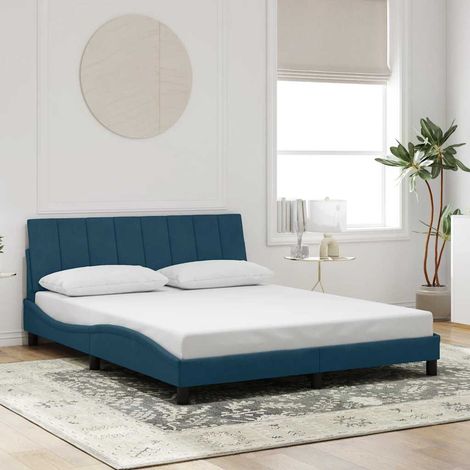 Bettgestell ohne Matratze "Hanko" Blau 160x200 cm Samt