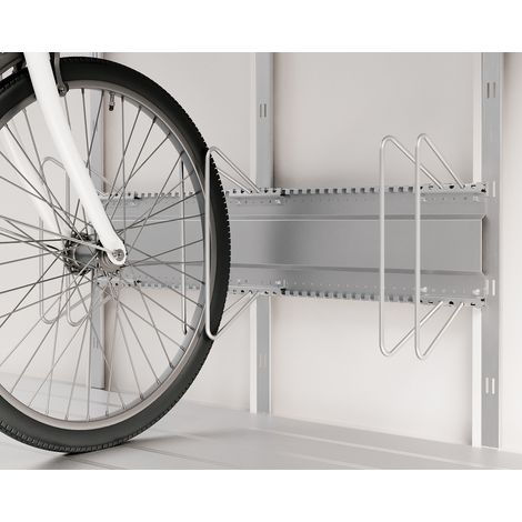 Hörmann Ecostar Fahrradhalter waagerecht für "Euroline" und "Juno" Gerätehäuser, silber, 96 x 21 cm (B x H) (1/4)