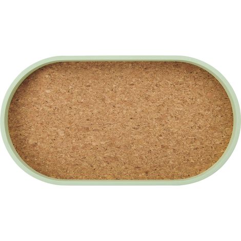 KitchenCraft Idilica Plateau de service ovale avec base de placage de liège, plateau de présentation pour apéritifs, desserts, biscuits, thé et café 38 x 20cm.