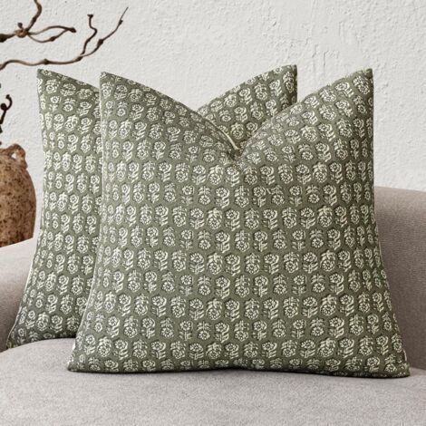 Grüne bedruckte Dekokissen, 45 cm x 45 cm, 2 Kissenbezüge, für Wohnzimmer, Sofa, Schlafzimmer, Nachttisch, Erkerfenster. (1/5)