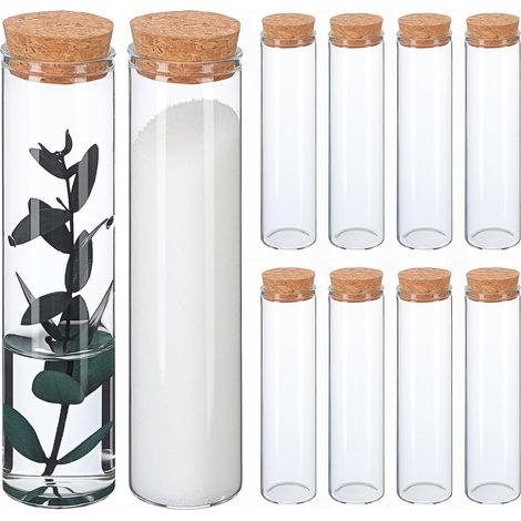 Tubes à Essai en Verre Transparent 3 X 12 CM Lot de 10 Bouchon en Liège Conçus pour Flacons à Messages et Conservation d'Épices (1/5)