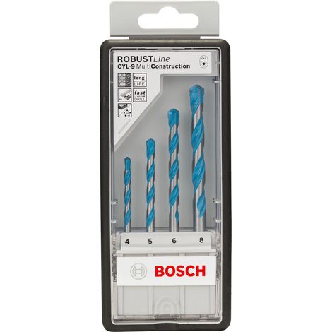 Bosch Mehrzweckbohrer-Robust Line-Set CYL-9 Multi Construction, 4-teilig, 4 - 8 mm