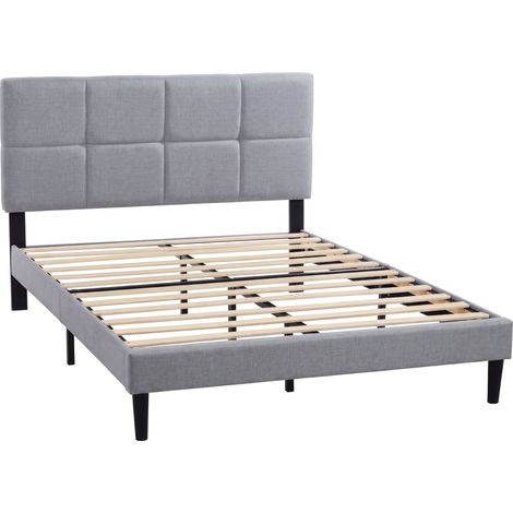 Velmora Double Ottoman Storage Upholstered 144 cm Linen Bed Frame with Mattress, Light Grey (1/5)